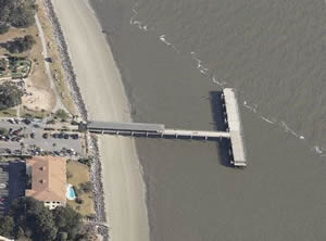 Aerial of Neptune Park St Simons Island fishing pier aerial st simons island neptune park fishing pier
